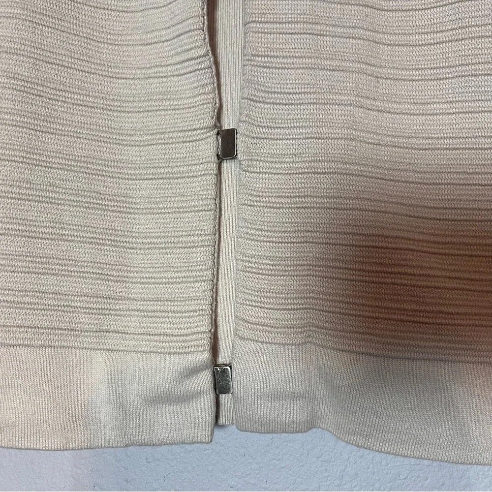 Reiss Cardigan Sweater Textured Beige Cream Clasp Front Cotton Size Medium